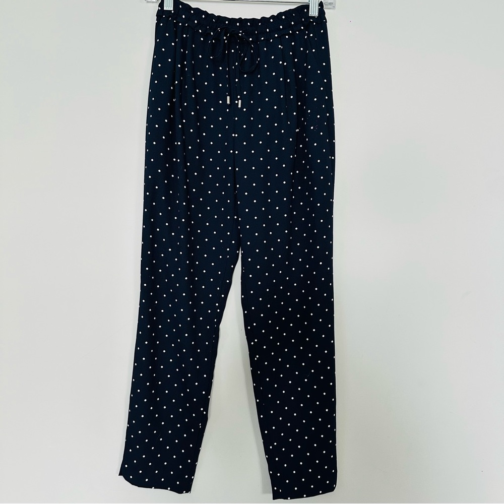 Zara Basic Collection Women’s‎ Pant Blue White Polka Dot Elastic Waist XS.C104